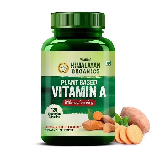 Vlado's Himalayan Organics Plant-Based Vitamin A Supplement Supports Healthy Eye Sight | Natural Anti-Oxidant (120 Capsules)