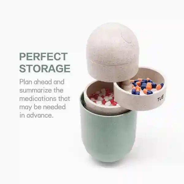 Kunya Portable Capsule Shape Pill Organizer 7 Day Large Capacity Weekly Pill Box