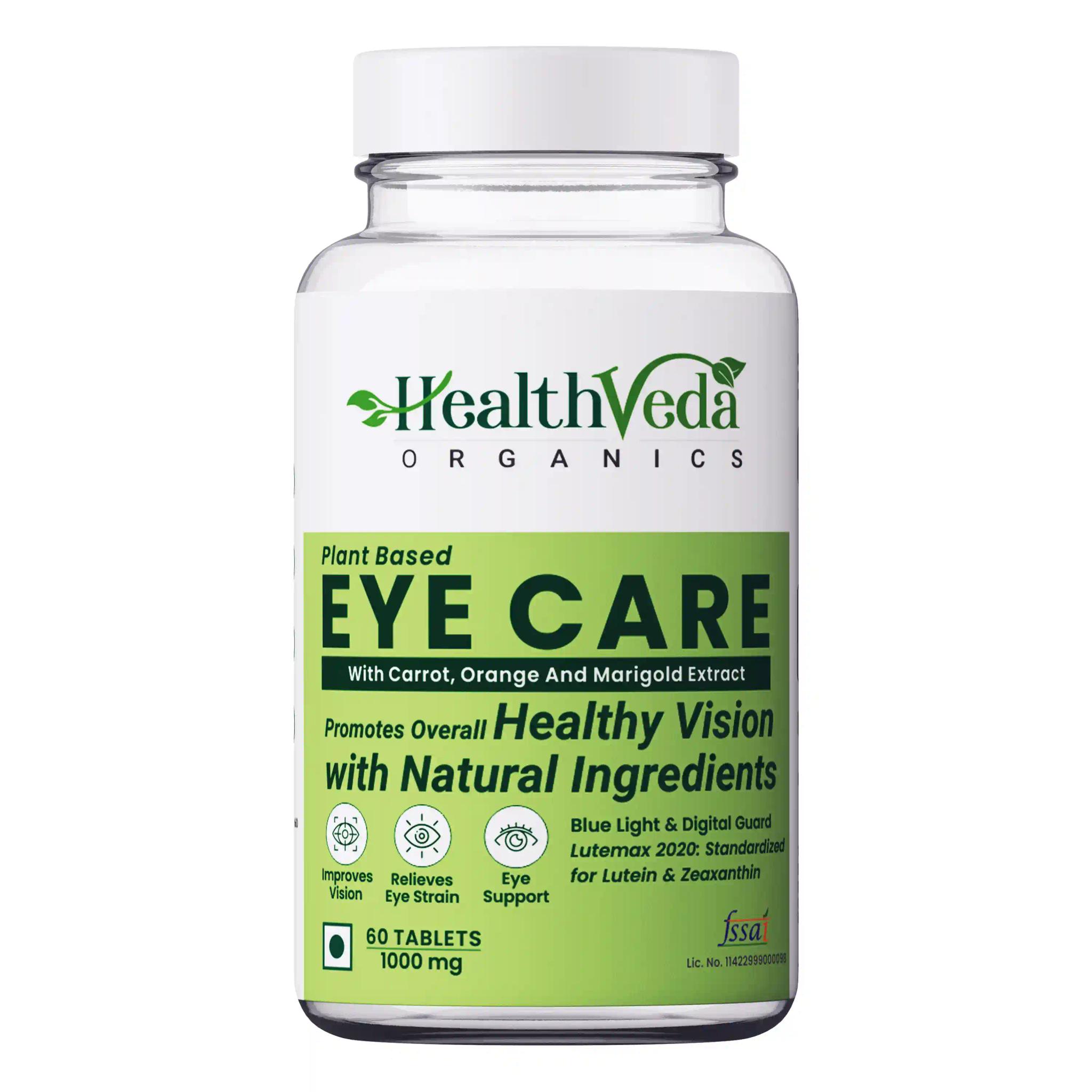 Health Veda Organics Plant Based Eye Care Supplements for Improved Vision, 60 Veg Tablets