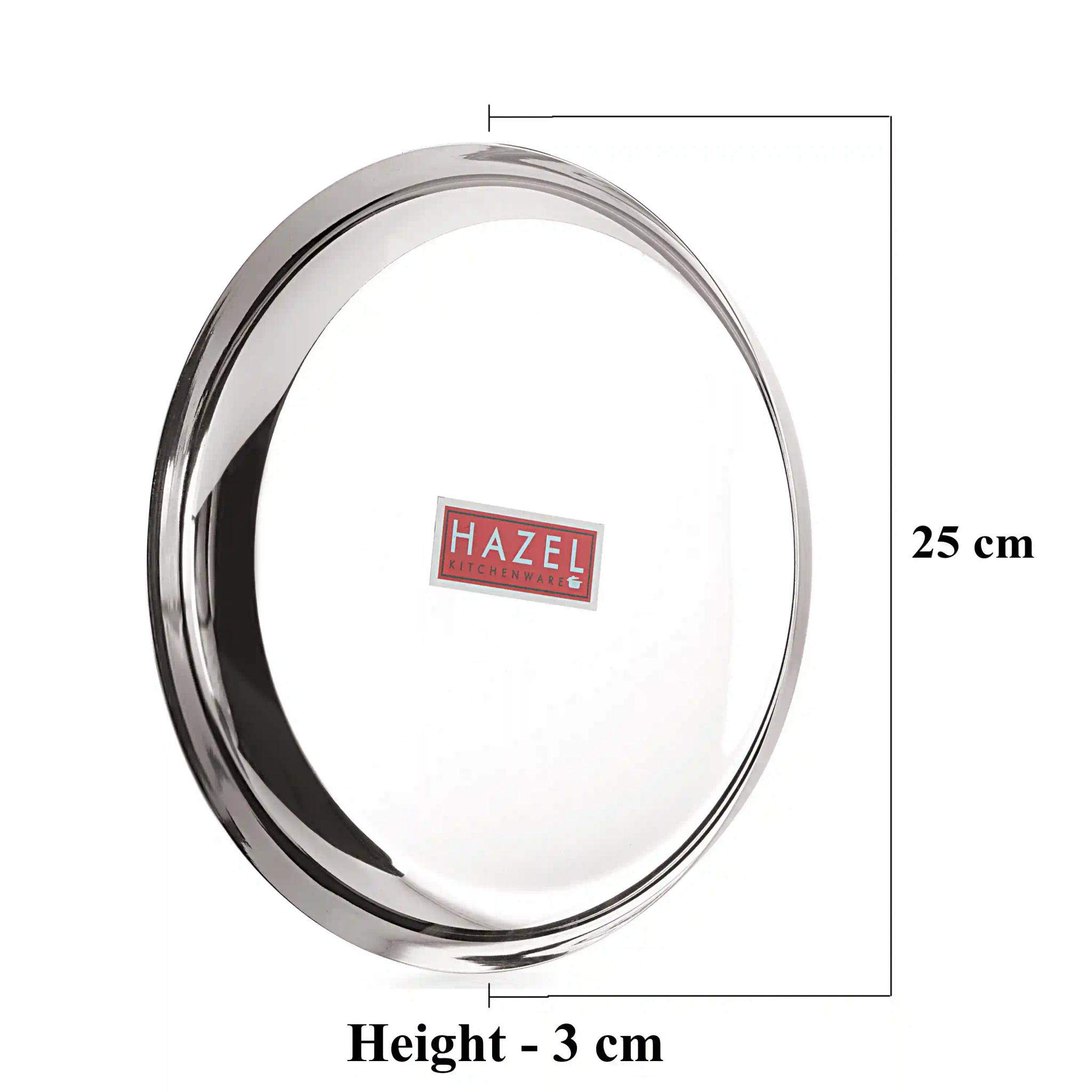 HAZEL Steel Plates for Lunch |Plates Set Steel for Dinner | Steel Plates Set, 25 cm, Set of 2