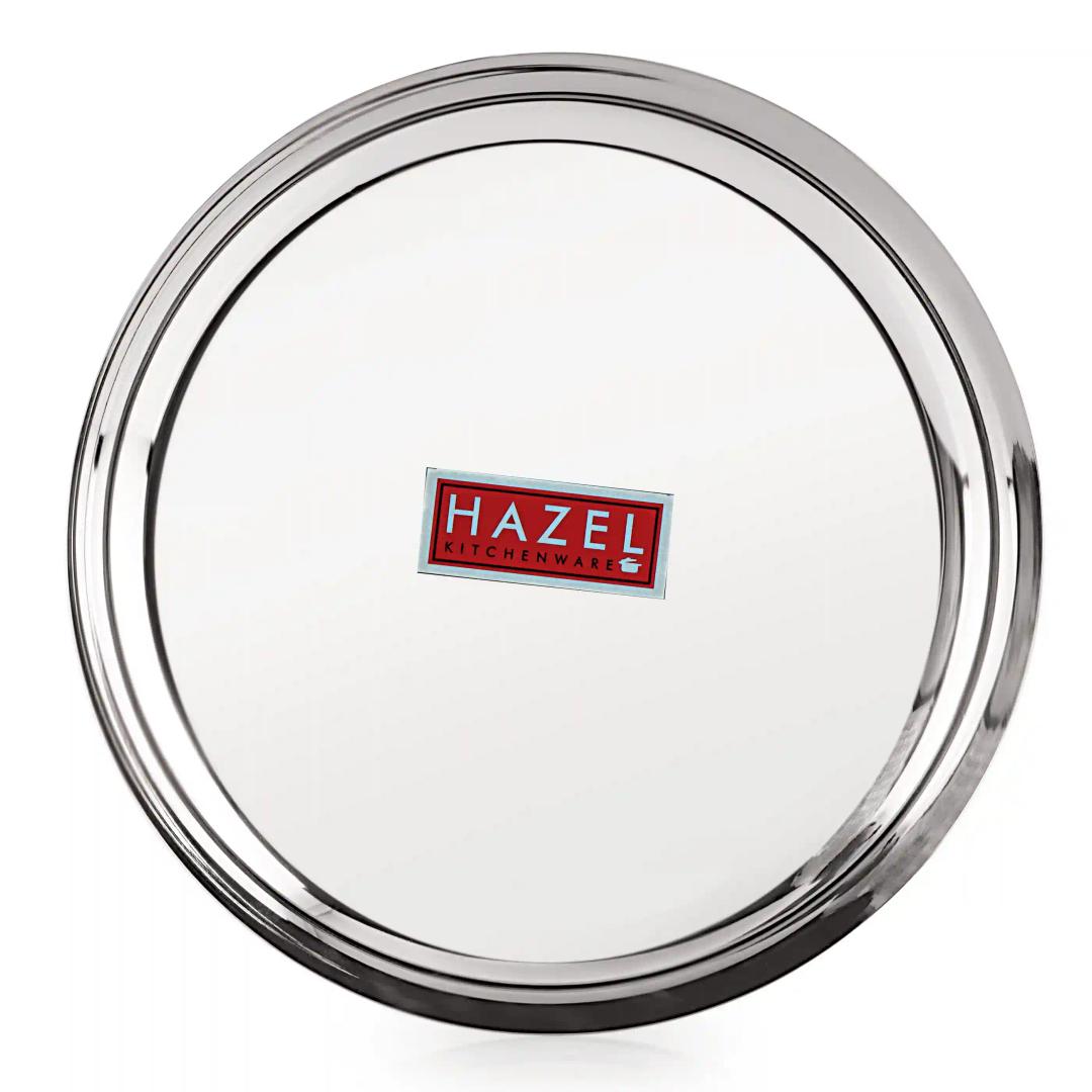 HAZEL Steel Plates for Lunch |Plates Set Steel for Dinner | Steel Plates Set, 25 cm, Set of 2