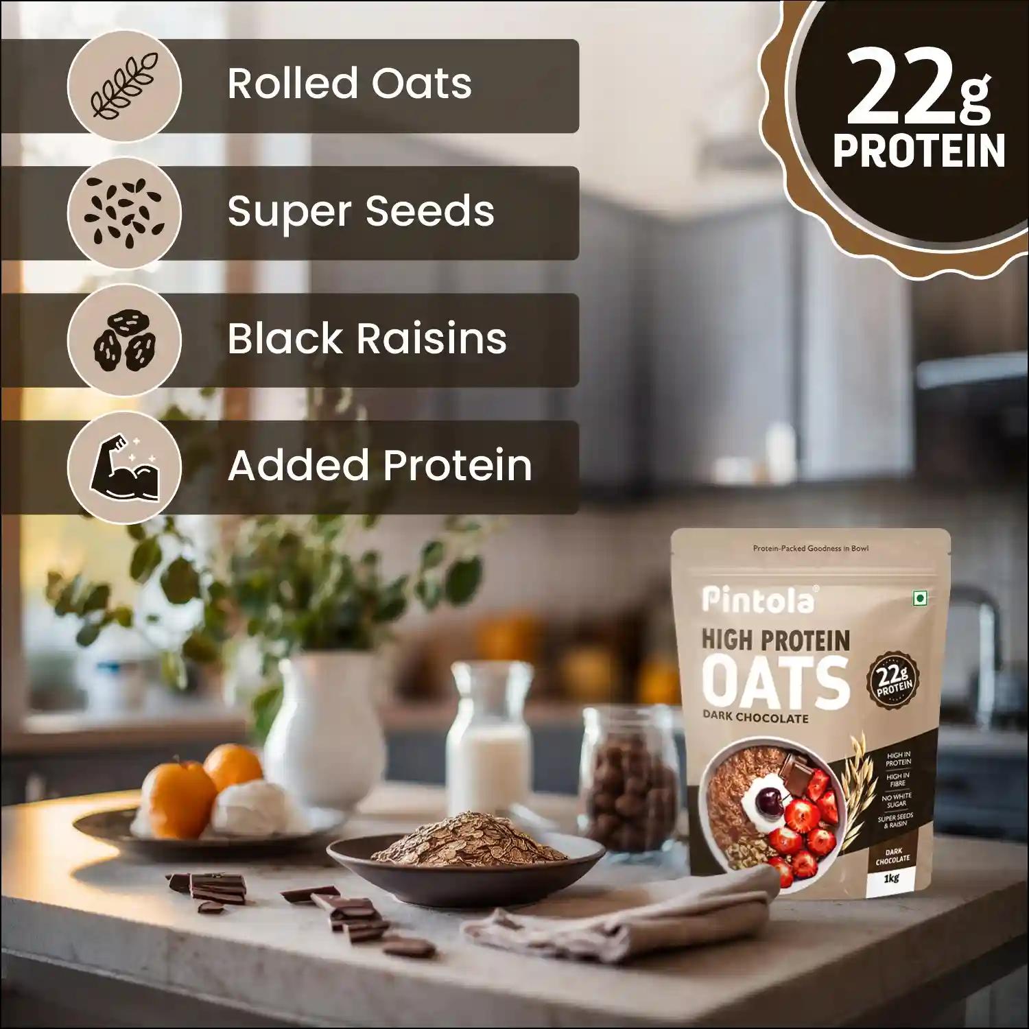 PINTOLA 22g High Protein Oats, Dark Chocolate - 400g