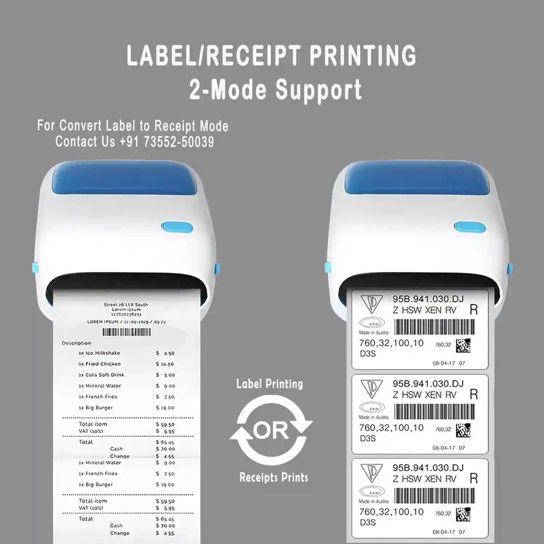 Periperi 4 Inch Bluetooth Direct Thermal Label + Receipt Printer For Any Size Labels & Receipts Compatible With Android, Ios, Windows, Mac, Linux 152 Mm/S (4X6 Printer Blue White)