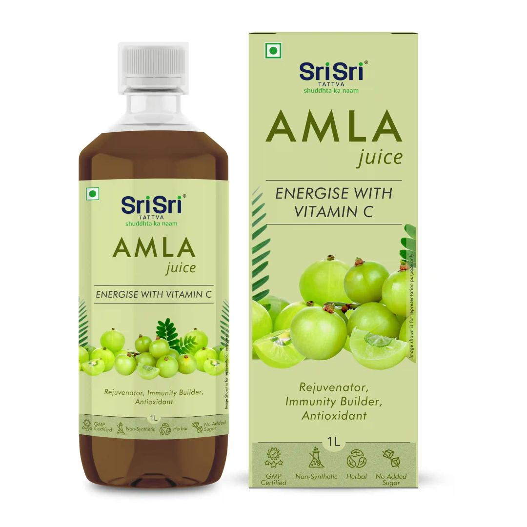 Sri Sri Tattva Amla Juice - Energise With Vitamin C | Rejuvenator, Immunity Builder, Antioxidant | No Added Sugar | 1 L