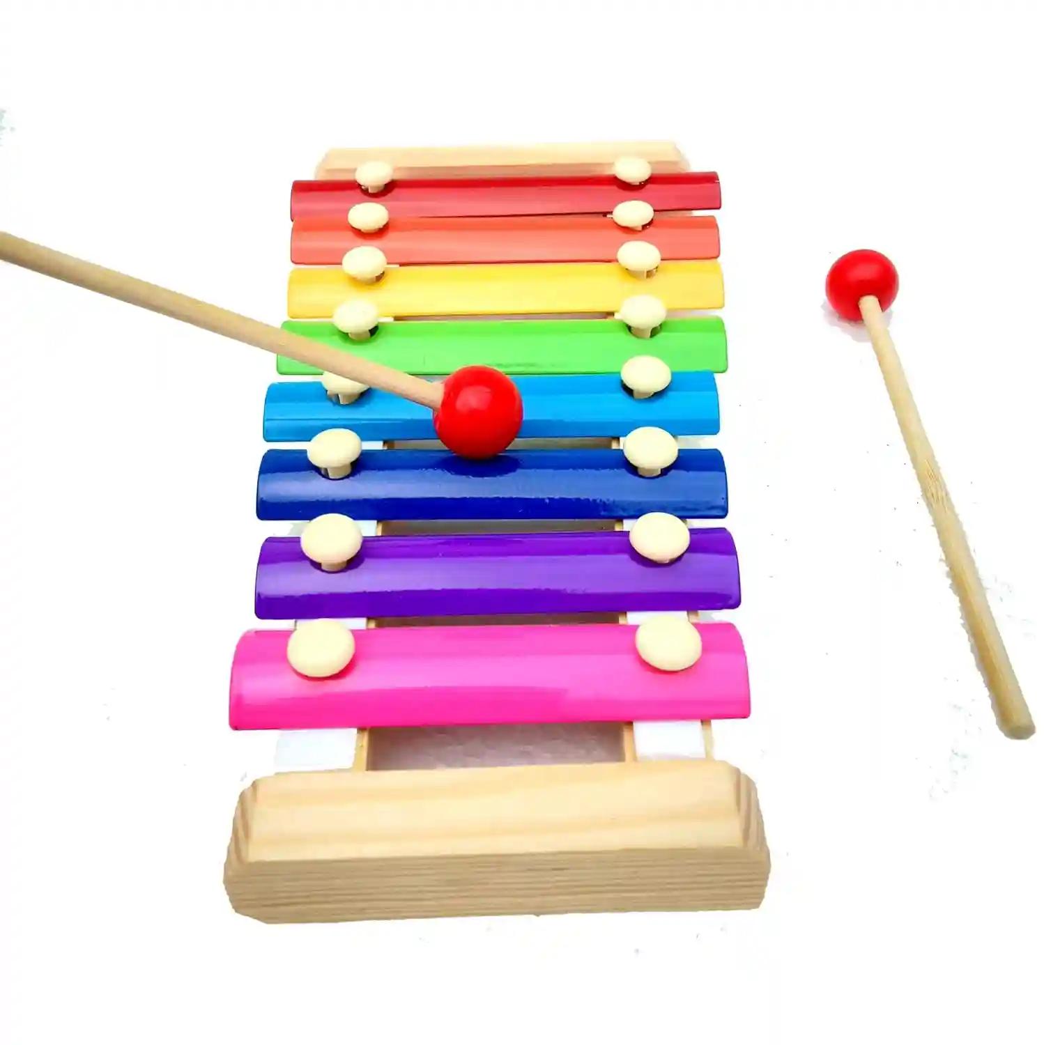 Little Monkey Wooden Xylophone Musical Toy with 8 Note, Multicolor