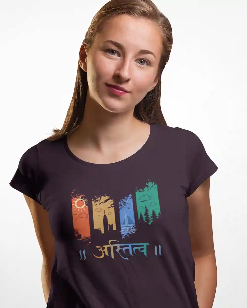 Classic Astitva Tshirt for Women / Wine