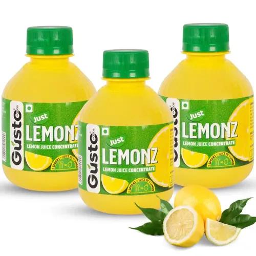 Gusto Foods Yellow Lemon Juice Concentrate Equivalent To Lemons | Pocket Bottle Hassle Free | Ideal For Daily Use In Cooking & Beverages | Lemon Zest In Every Drop