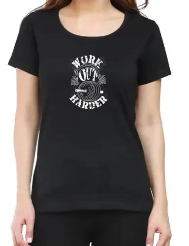 Workout harder - Women's regular fit Black t-shirt