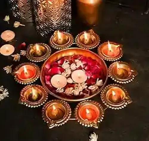 Dartistry® Tealight Holder/Metal Diya Decorative Items,Home Decor Items - Diwali Decoration Items for Home