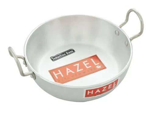 HAZEL Induction Cookware with Handle | Cooking Utensil, Multipurpose Aluminium Induction Kadai for Deep Frying and Cooking, Silver