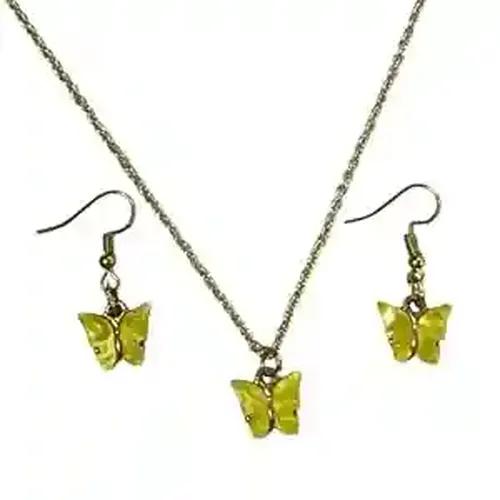 Yellow Butterfly Earring Pendant Chain