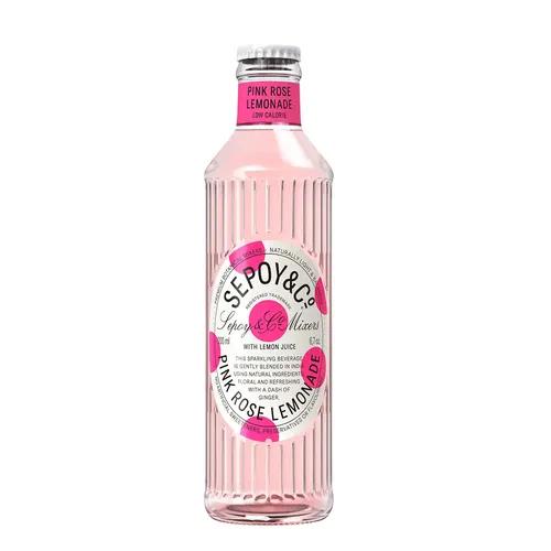 Sepoy & Co. Pink Rose Lemonade (Pack of 12 X 200 ml) | Premium French 75 Mixer | Low Calorie | Aerated Drink | 100% Natural Ingredients