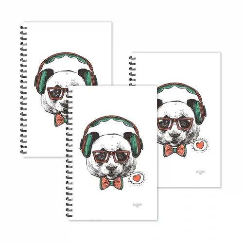 Modern Headphone Dog Ruled Diaries - Pack Of 3