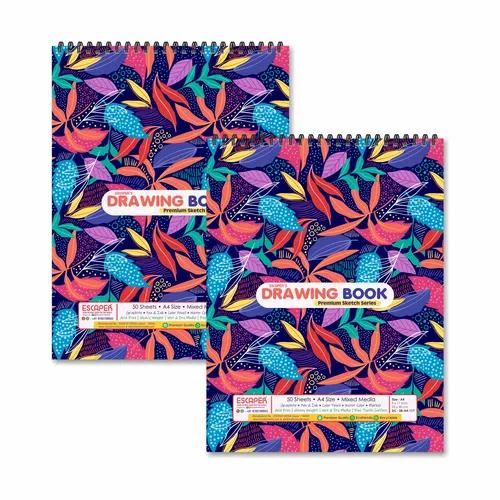 Abstract Leaves Theme Sketchbooks For Painting - Pack Of 2