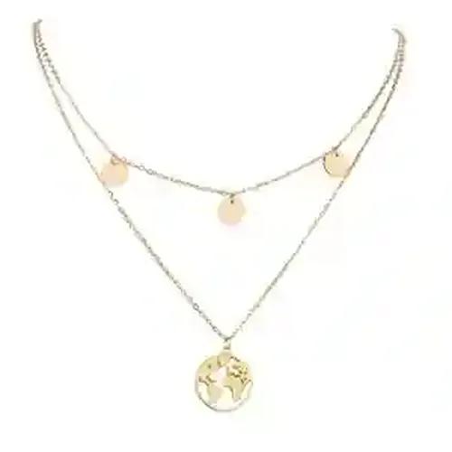 Earth Shape Designed 2 layer Gold Plated Neckpiece