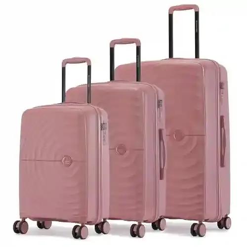 Nasher Miles Seattle Hard-Sided Polypropylene Luggage Set of 3 Rose Gold Trolley Bags |Suitcase Set (55, 65 & 75 cm)