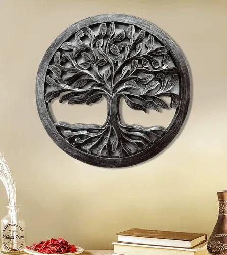 Craftykart Hand Crafted Antique Round Wooden Wall Hanging Decor