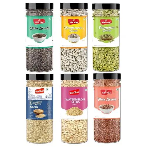 YUM YUM Healthy Seeds Jar Combo - Roasted Seeds Mix Diet Snacks | Nutritious Edible Seeds