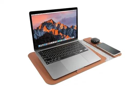 3 in 1 Wireless Charging Laptop Sleeve - Brown - 13/14 inch