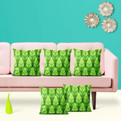 ArtzFolio Green Leaf | Decorative Cushion Cover for Bedroom & Living Room