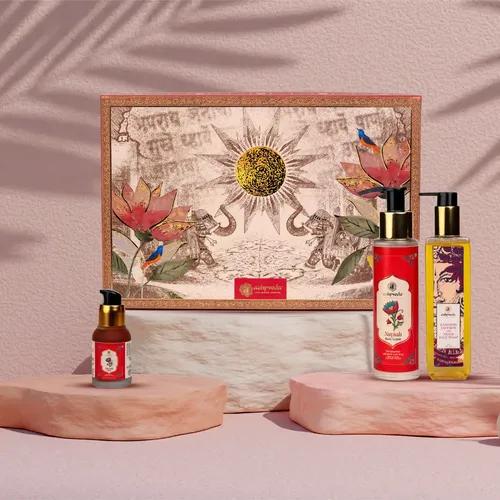 ASHPVEDA Luxury Ayurvedic Face Care Wedding Gift Box Set for Women and Men | Beauty & Skin Care Gifting kit with Face Wash, Nayaab Face Serum and Nayaab Body Lotion (Gift Box 3)