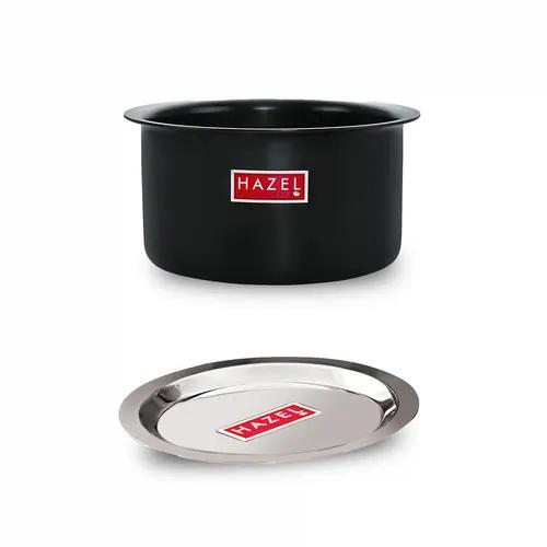 HAZEL Hard Anodised Aluminium Tope with Lid | Hard Anodised Cookware Boiling Tope Patila with Steel Lid Cover for Cooking