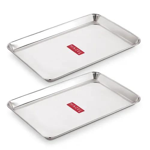 HAZEL Stainless Steel Serving Trays Rectangle Premium Dining Table Plater