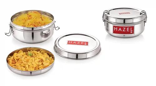 HAZEL Stainless Steel Traditional Design Tiffin Lunch Container with Locking Clip