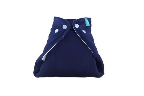 Bumberry Smart Prefold All In One Cloth Diaper Fore New Born Baby - Cotton Reusable One Piece Diapering With Waist Adjustment & Extra Insert Attached (0-3 Months) - Navy