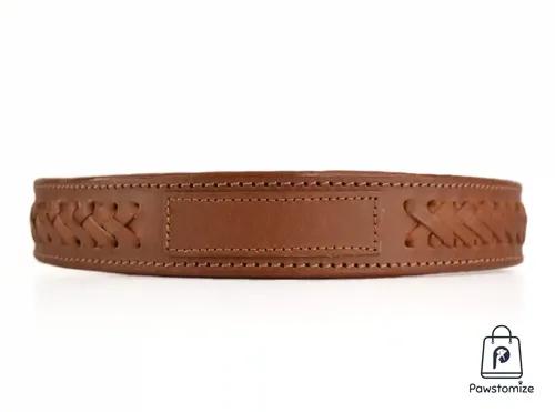 Pawstomize Leather Bradied Collar - Tan