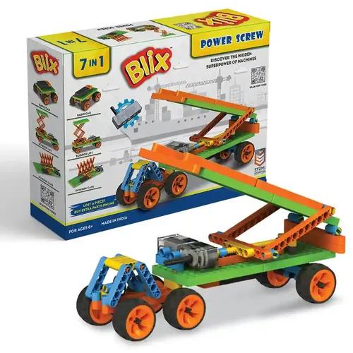 Blix Power Screw, Plastic, 7 in 1 DIY STEM Toys for Kids, Educational & Construction Activity Game for Kids, No. of Parts- 186+, Made in India