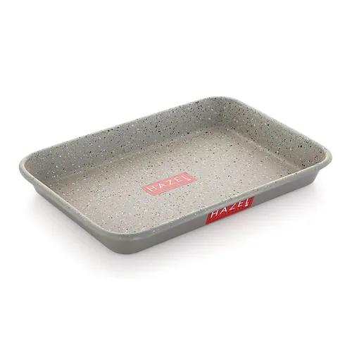 HAZEL Non Stick Cake Tray for Baking | Easy Release Rectangular Baking Tray for Homemade Cake with Granite Finish | Nonstick Burger Serving Tray | Aluminized Steel Cake Baking Tray