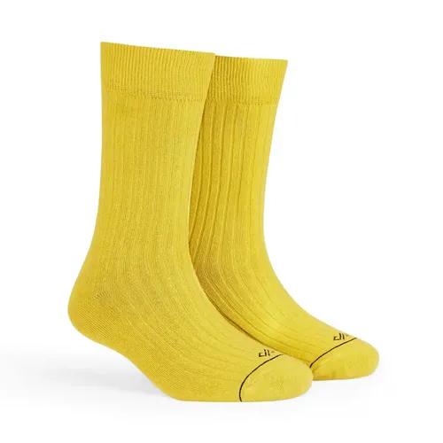 DYNAMOCKS Men's and Women's Combed Cotton Solid Crew Length Socks (Pack of 1) (Gold, Free Size)