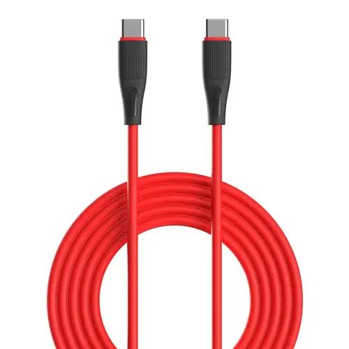 Portronics Silklink 60W PD Type-C to Type C Fast charging Cable for Type C Smartphone and Devices,Premium Silicon Cable, 1M(Red)