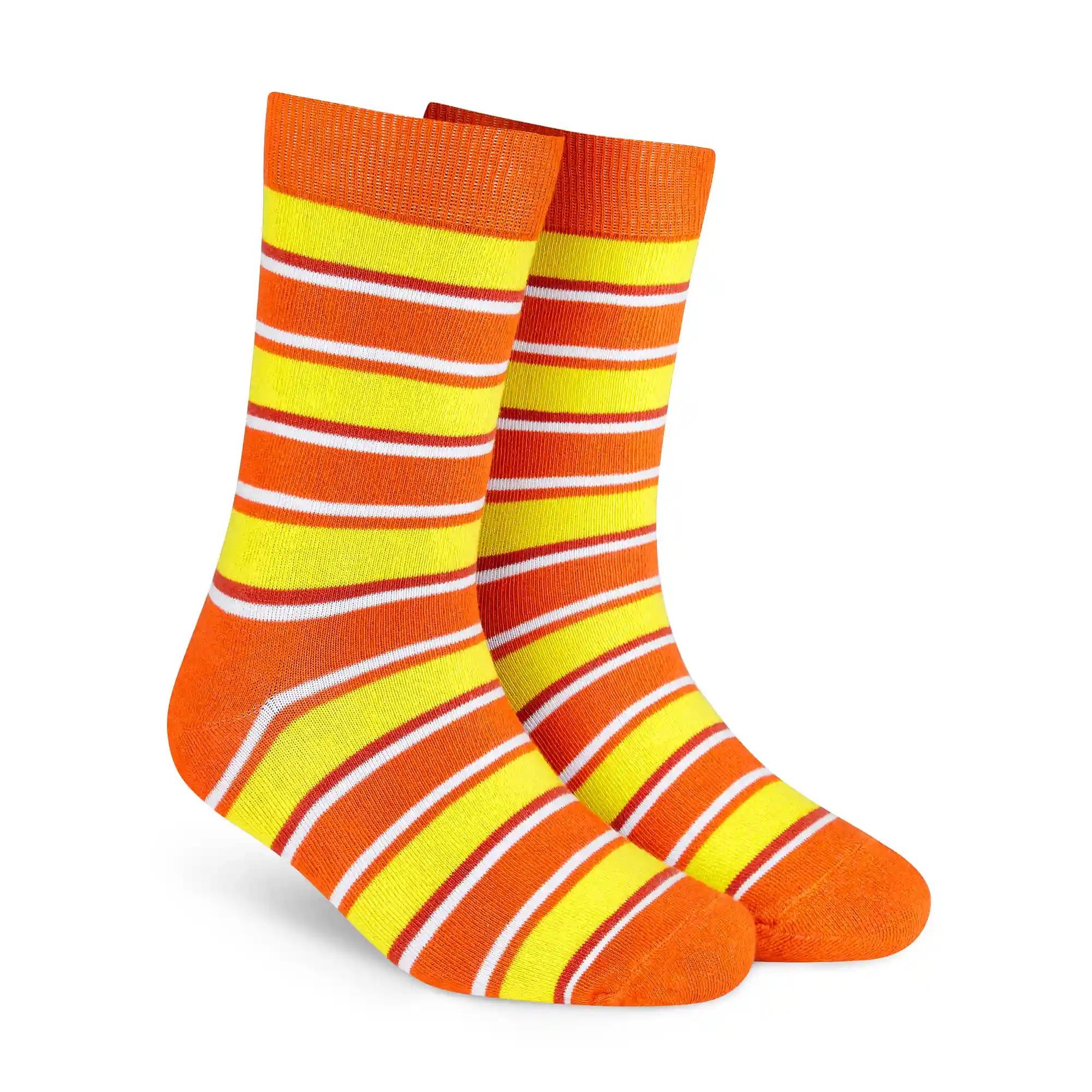 DYNAMOCKS Men's and Women's Combed Cotton Stripes Crew Length Socks (Pack of 1) (Multicolour, Free Size)-Crew_Stripes_14.0