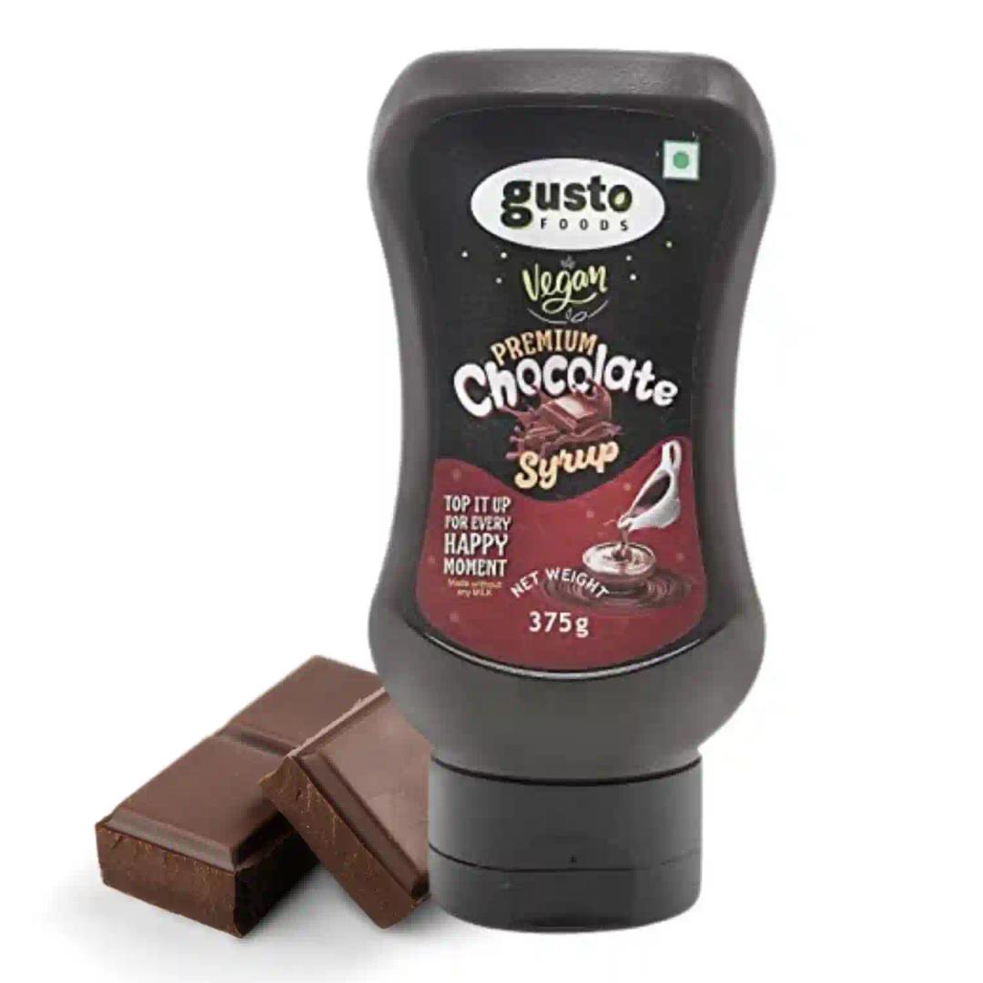 Gusto Foods Premium Chocolate Syrup (375g) for Ice Creams, Desserts and Cake | Easy to Use Squeezy Bottle (Pack of 1)