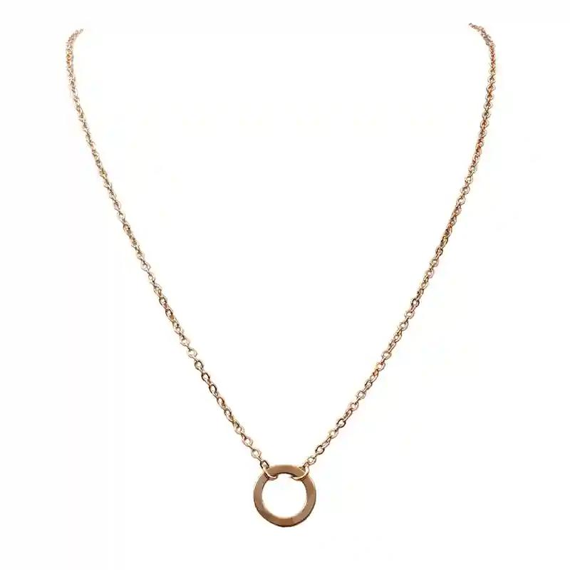 Simple & Elegant Circular Ring Shape Pendant Gold Plated Necklace