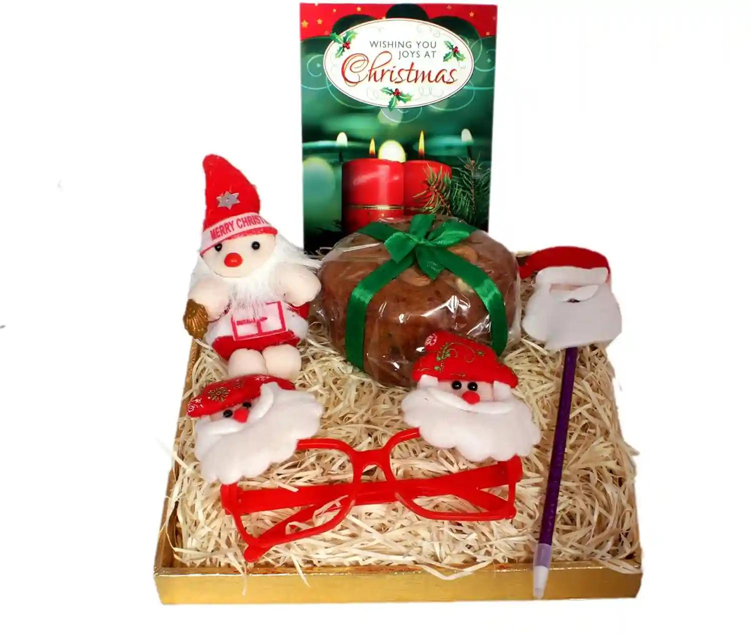 Christmas Gift/Christmas Cake/Christmas Gift for Kids/Christmas Gift for family-200gms Cake+Santa Clause+Goggle Accessorie+Santa Pen +Christmas Greeting Card