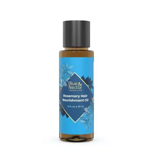 BLUE NECTAR Rosemary Oil for Hair Growth with Bhringraj Oil | Ideal Non - Sticky Hair Growth Oil | 100% Natural Oil with Amla Hair Oil (9 Herbs,30ml)