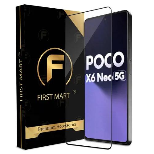 FIRST MART Premium Tempered Glass for Poco X6 Neo 5G with Edge to Edge Coverage and Easy Installation Kit, Pack of 1