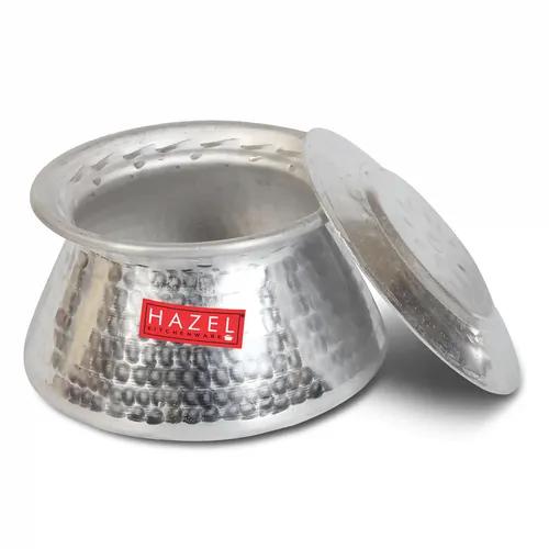 HAZEL Handi for Cooking I Aluminium Biriyani Pot with Lid, 3200 ML I Aluminium Handi with Traditional Hammered Finish | Multipurpose Biryani Handi, Silver