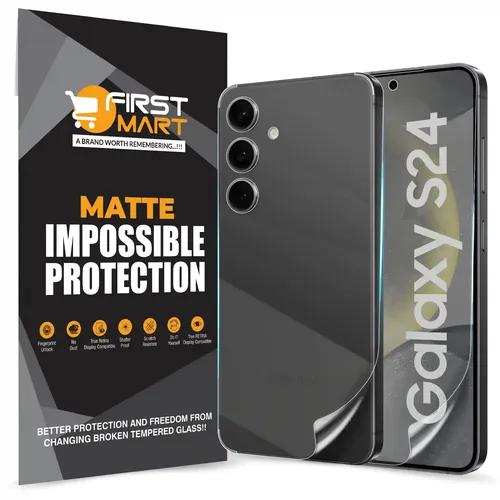 FIRST MART Screen Protector for Samsung Galaxy S24 5G - Front and Back Nanofiber Unbreakable Membrane Case Friendly Full Edge to Edge Screen Coverage & Installation Kit (Matte)