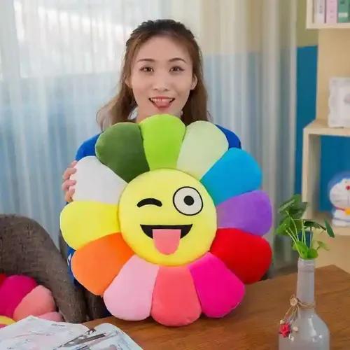 DEARJOY Rainbow Smiley Pillow/Cushion for Kids (Multicolor)