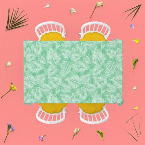 ArtzFolio Spring Leaves D1 | Table Cloth Cover for Dining & Center Table | Washable Waterproof Polyester Fabric | 4-Seater Table; 42 x 63 inch (107 x 160 cms)