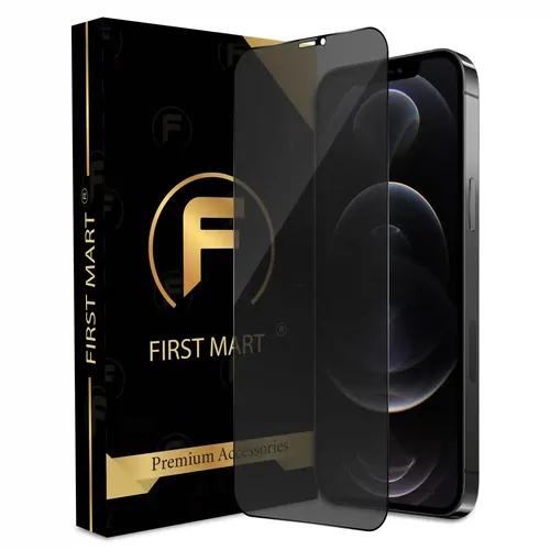 FIRST MART Edge to Edge Matte Privacy Tempered Glass for iPhone 12 Pro Max Full Screen Coverage with Easy Installation Kit | Black