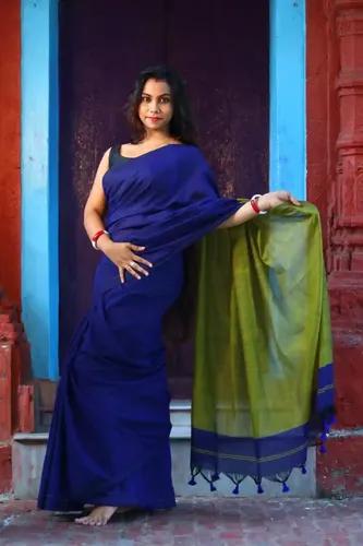 Pure Cotton Handloom Saree  - Royal Blue