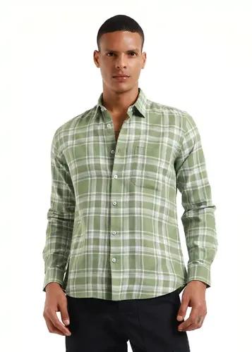 Banana Club Melange Light Green Check Shirt- (Small)