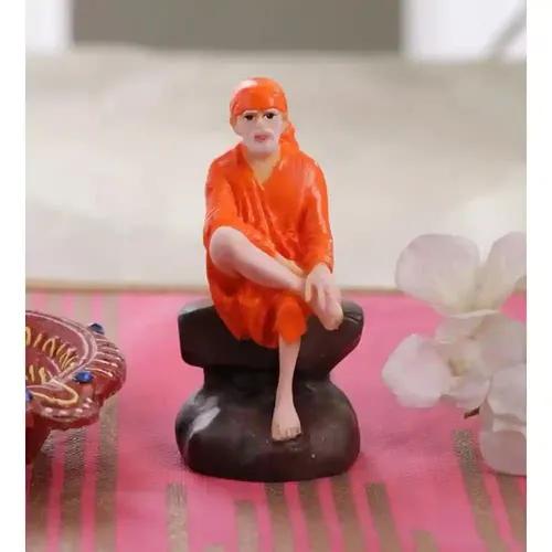 MOSTOS ; Brings Superior Handcrafted Resin Sai Baba Murti Idol Sculpture Showpiece M3 - Orange, Small