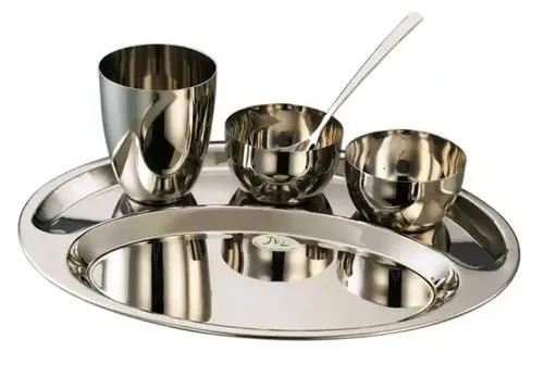 JVL Oval Mirror Finish Thali - Set 5