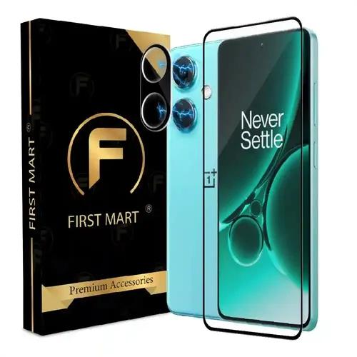 FIRST MART Tempered Glass and Camera Lens for OnePlus Nord CE 3 5G with Edge to Edge Screen Coverage and Easy Installation | Black